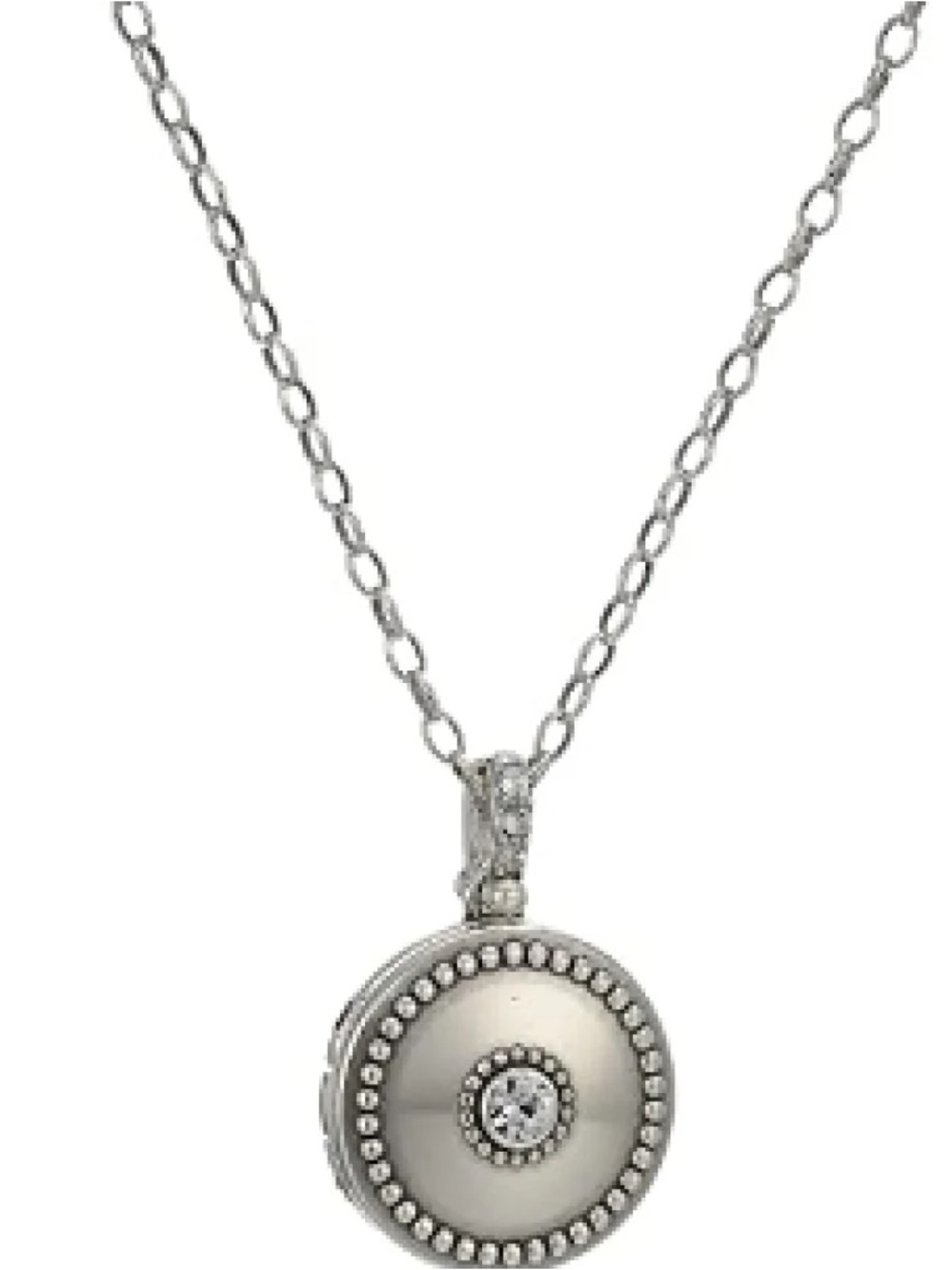 Brighton Twinkle Small Round Locket Necklace Silver Swarovski Crystal